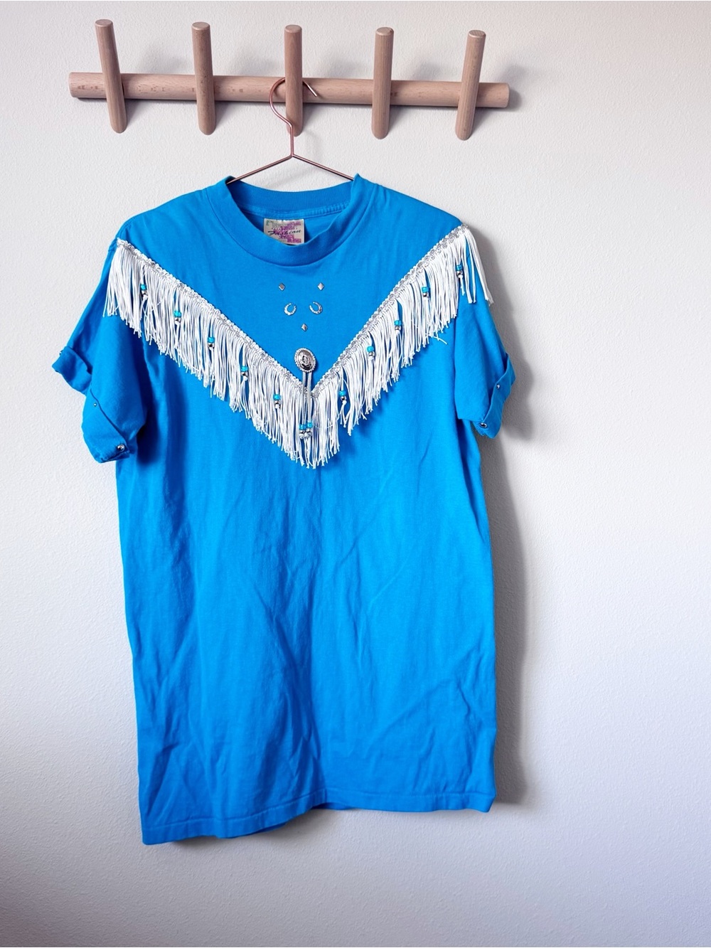 Hazelwood Vintage Fringe Western Tee with Silver Stud Accents